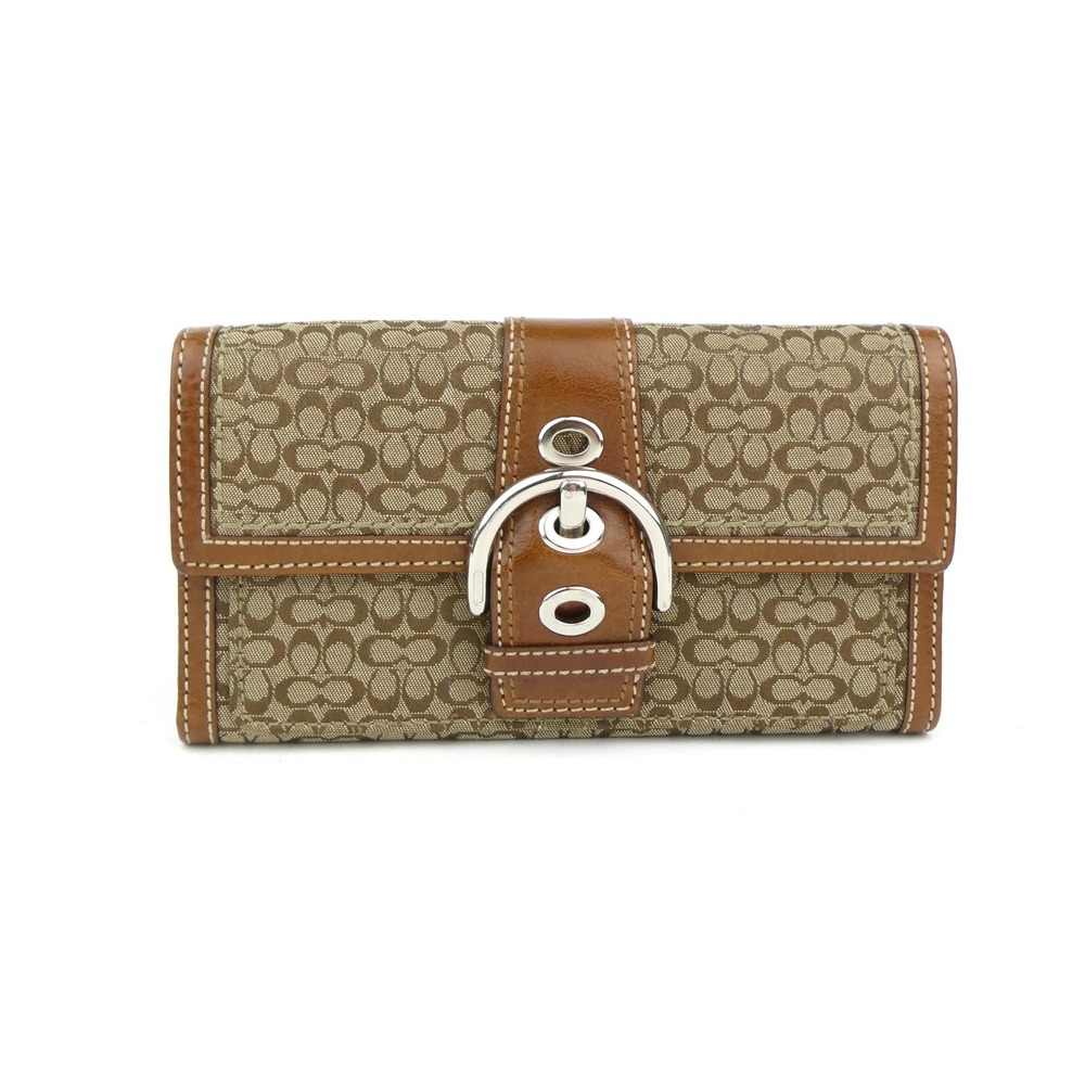 Coach Soho Signature Khaki Tan Mini C Trifold Wallet